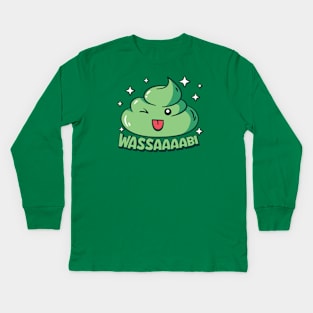 Cute Kawaii Wasabi Wassup Funny Kids Long Sleeve T-Shirt